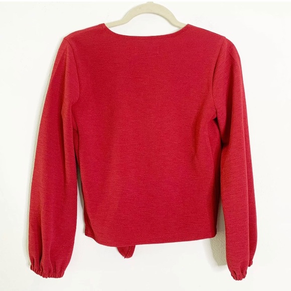 Madewell Texture & Thread Red Crepe Wrap Top - Picture 5 of 14